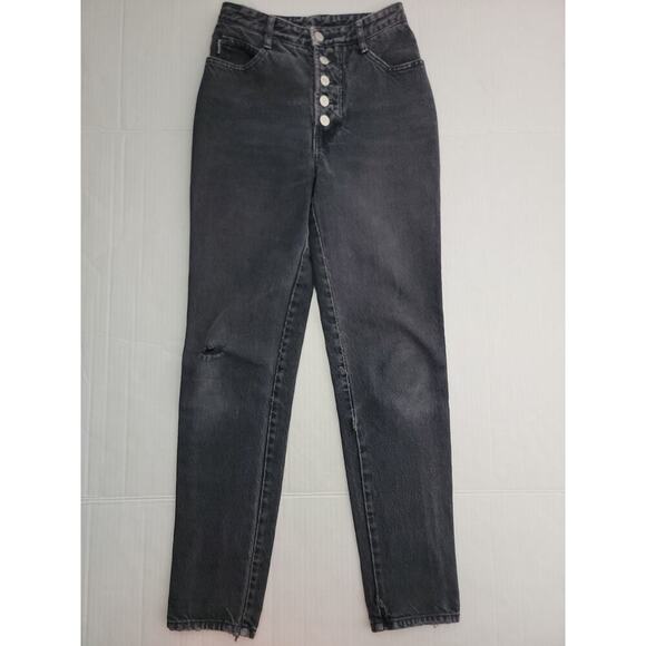 Vintage Bongo Jeans Womens 5 Gray Denim Tapered Mom High Rise Button Fly Y2K 90s - Picture 2 of 13